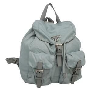 PRADA Backpack Nylon Light Blue Silver